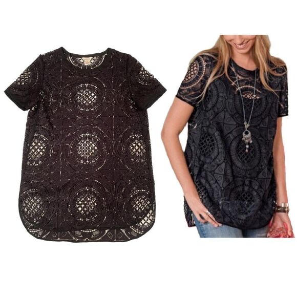 Sundance Black Shadow Dance Open Knit Crochet Eyelet Top Size XS - Picture 1 of 14